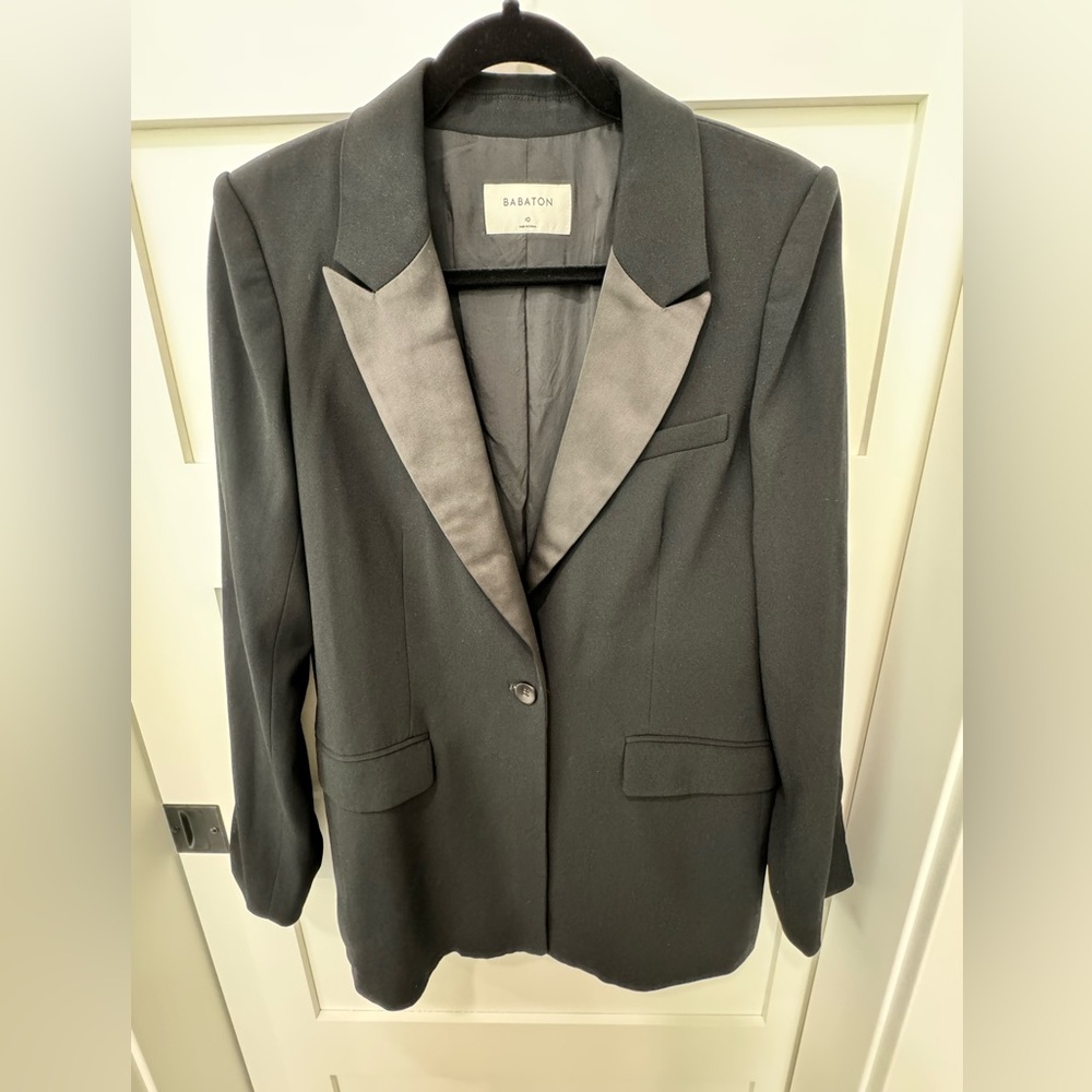 Babaton Black Yates Blazer with Satin Lapel